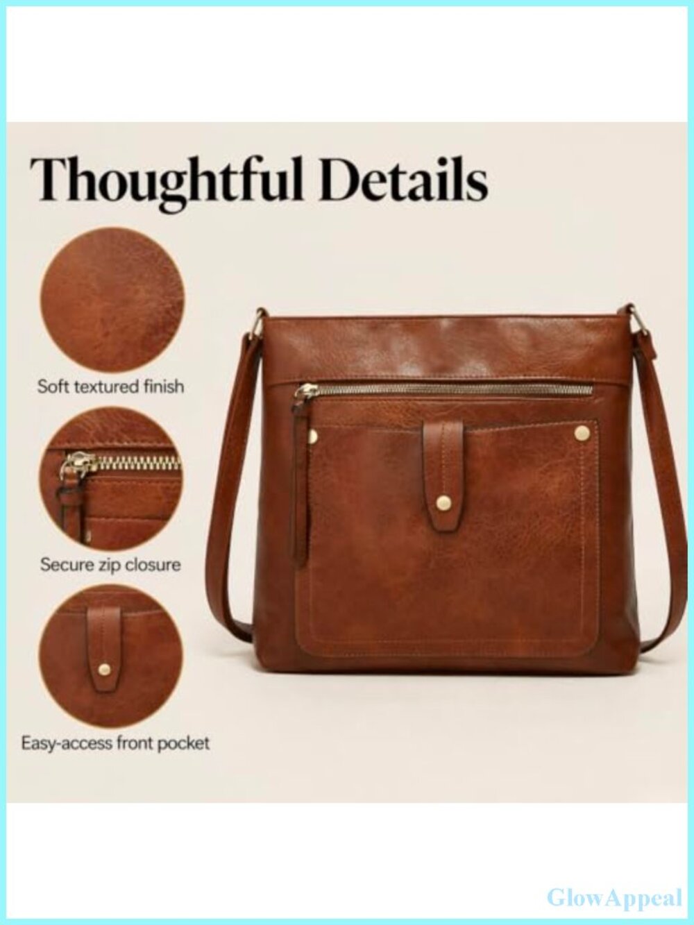 Faux Leather Crossbody Bag Lightweight Messenger Travel Vintage Purse - Picture 2 of 4